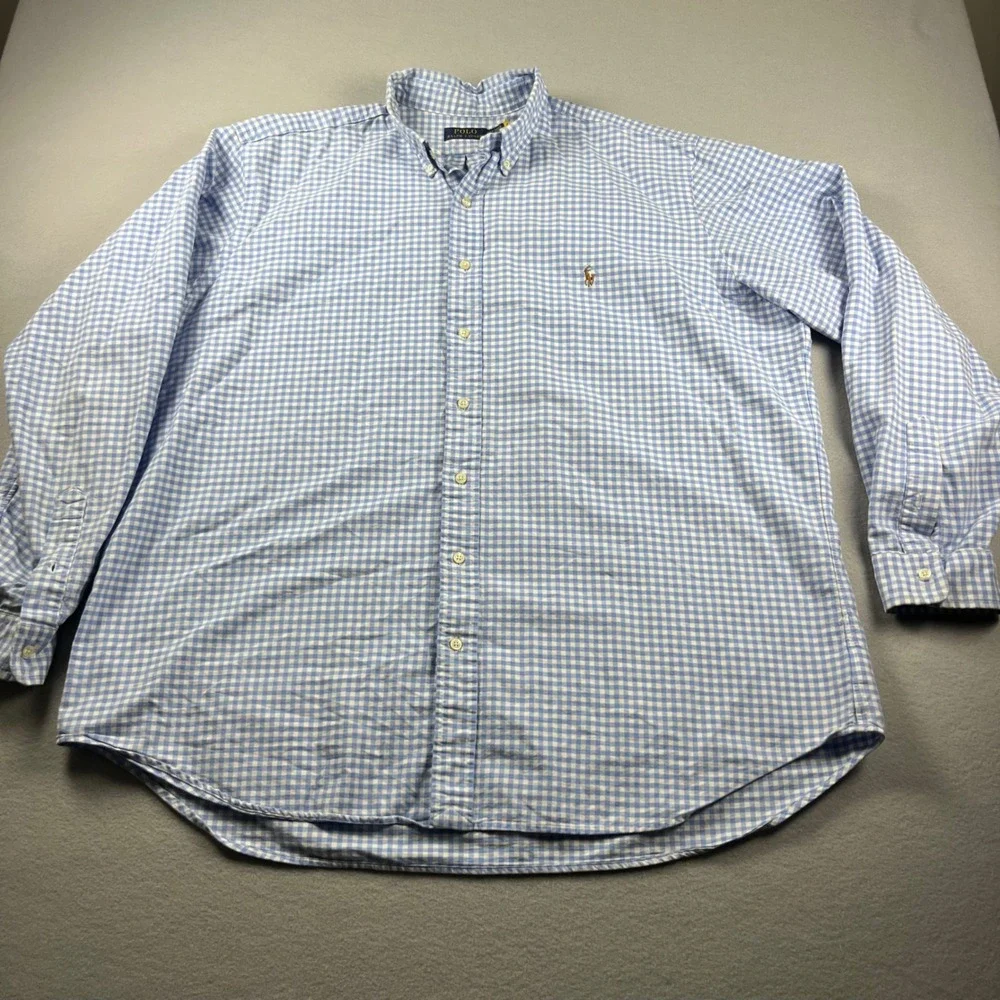 Polo Ralph Lauren Mens 2XLT Gingham Button Down Shirt preppy Long Sleeve Tall